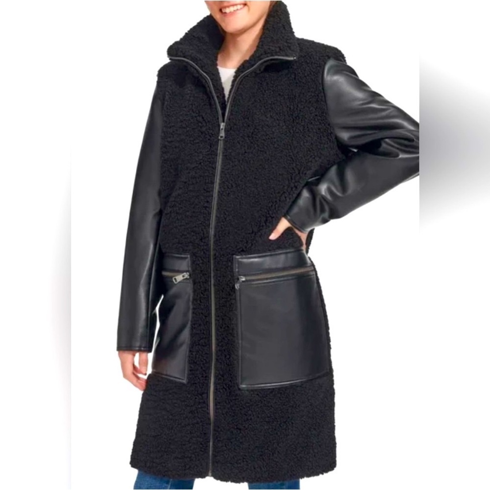 Andrew Marc Bouclé Mixed Media Coat